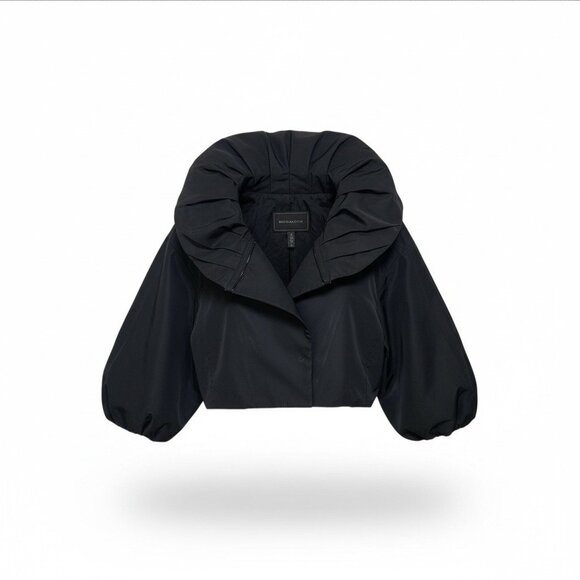 BCBG Black Balloon Crop Jacket w Pleated Slvs - Picture 1 of 4